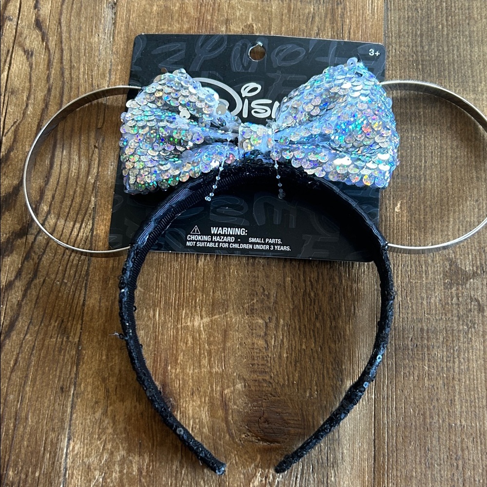 Disney Sparkling Sequin Bow Headband - Black and Silver from Aldi Collection